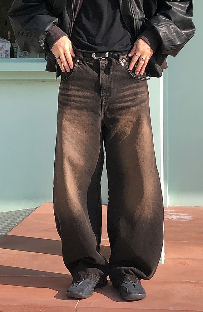 mud-curved denim pants (1 color)