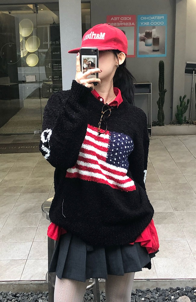 (무조건추천) American flag loop knitwear (2 color)