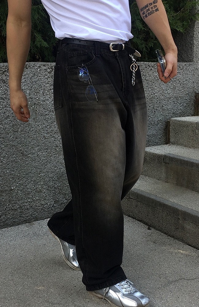 black nut hip wide jeans (1color)